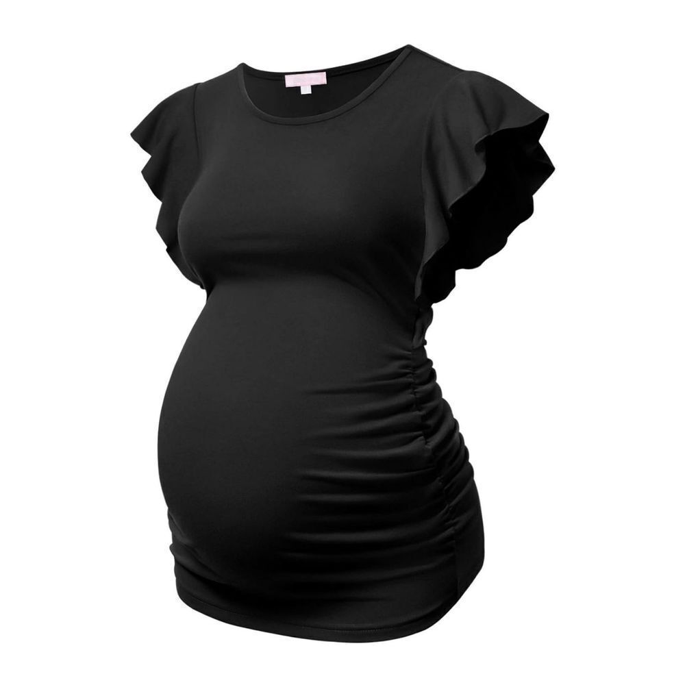 NEW Bhome Maternity Shirt Top Ruched Ruffle L - Picture 3 of 4